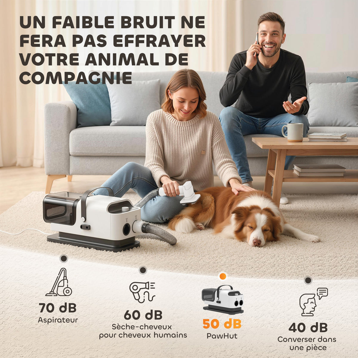 Aspirateur Poil de Chien et Séchoir 5-en-1