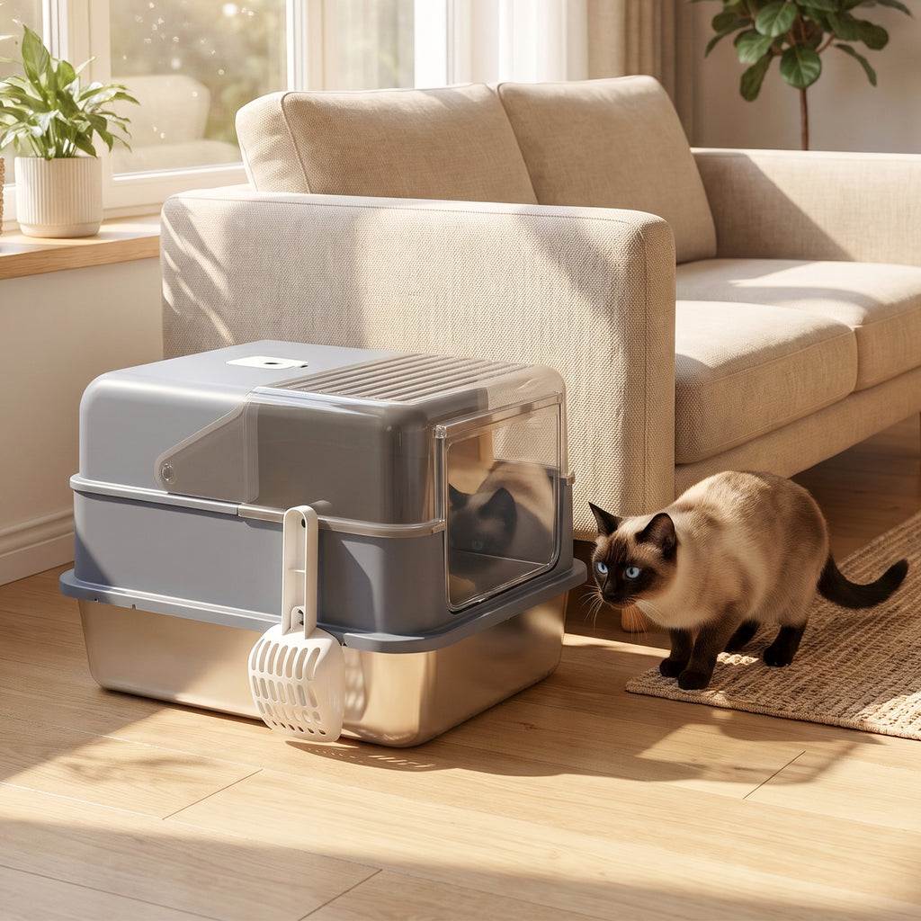 Bac à Litière pour Chat 2-en-1