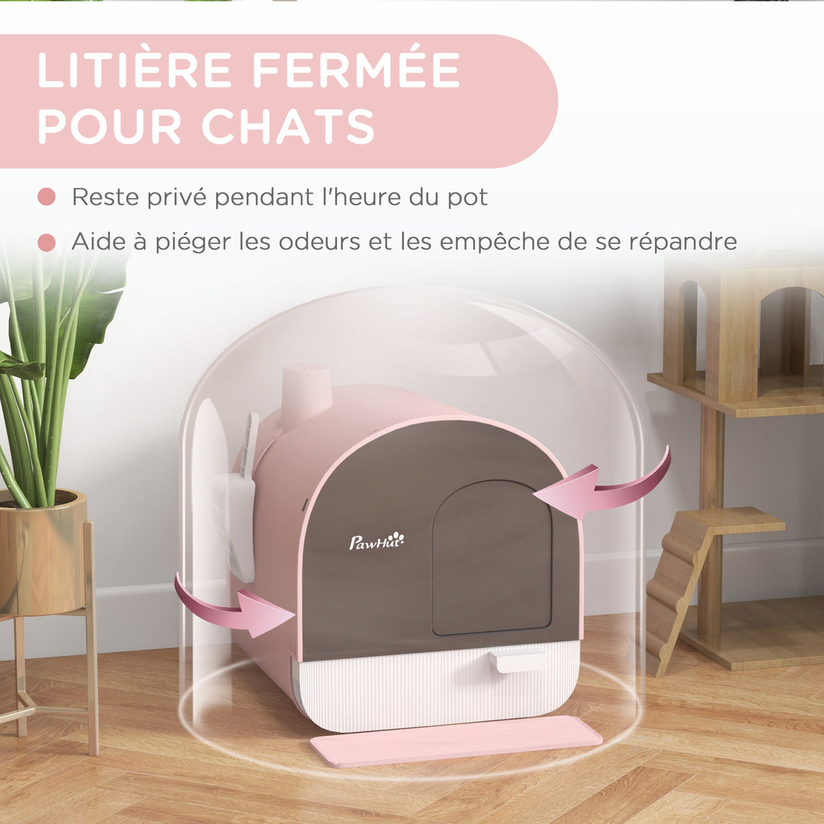 Bac à Litière pour Chat avec Porte Battante