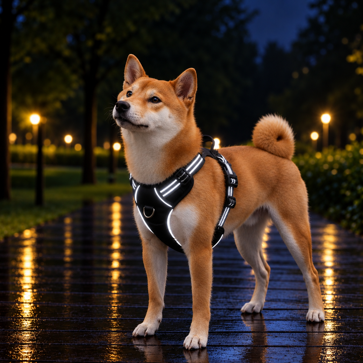Harnais pour chien avec bandes réfléchissantes