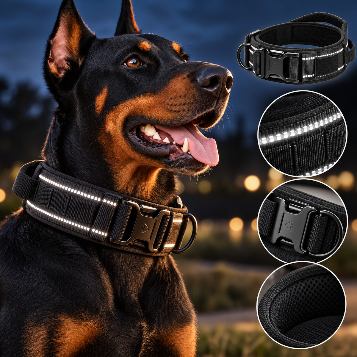 Collier Tactique Réfléchissant pour Chien