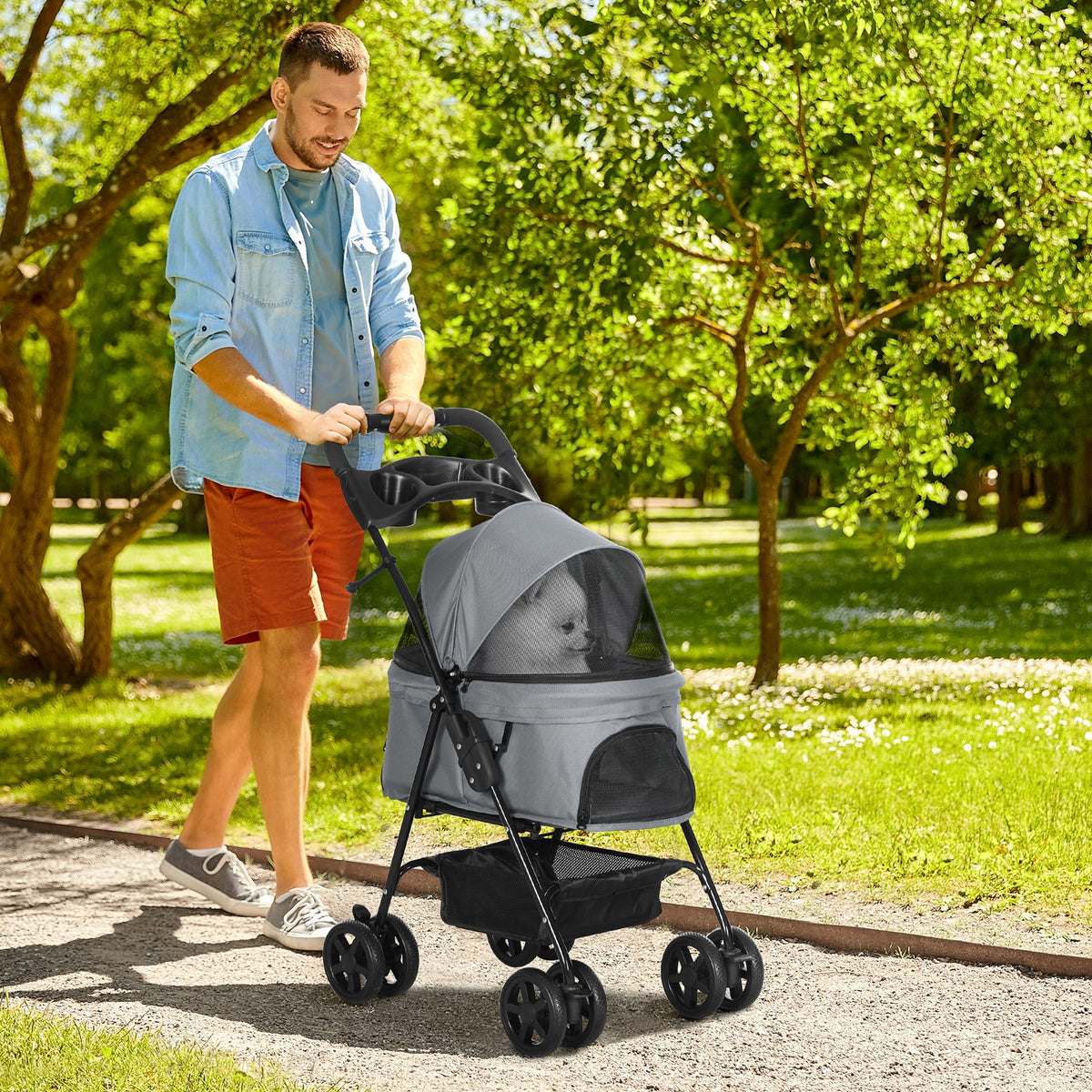 Poussette pour Chien et Chat Pliable