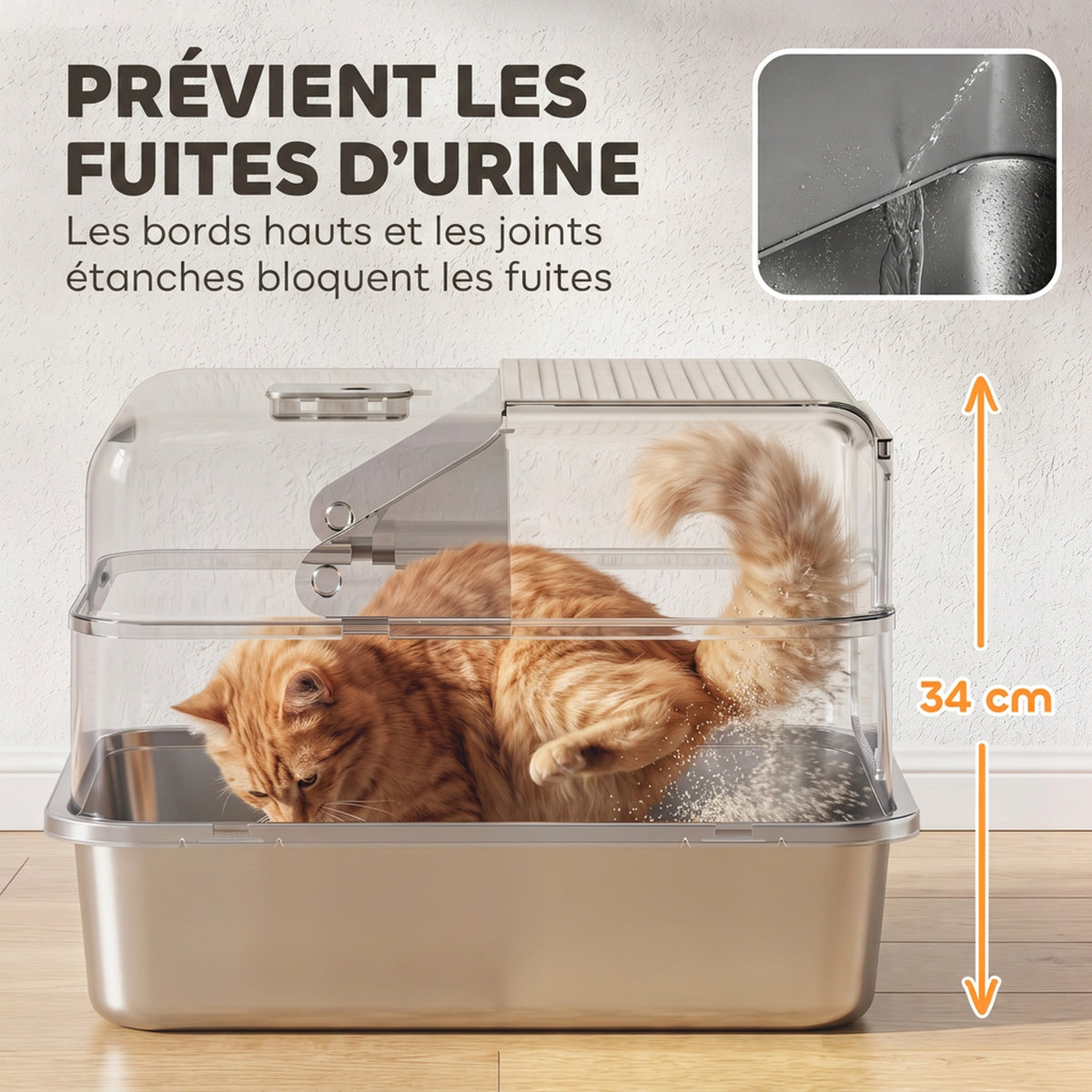 Bac à Litière pour Chat 2-en-1