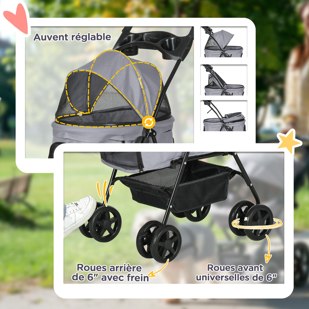 Poussette pour Chien et Chat Pliable
