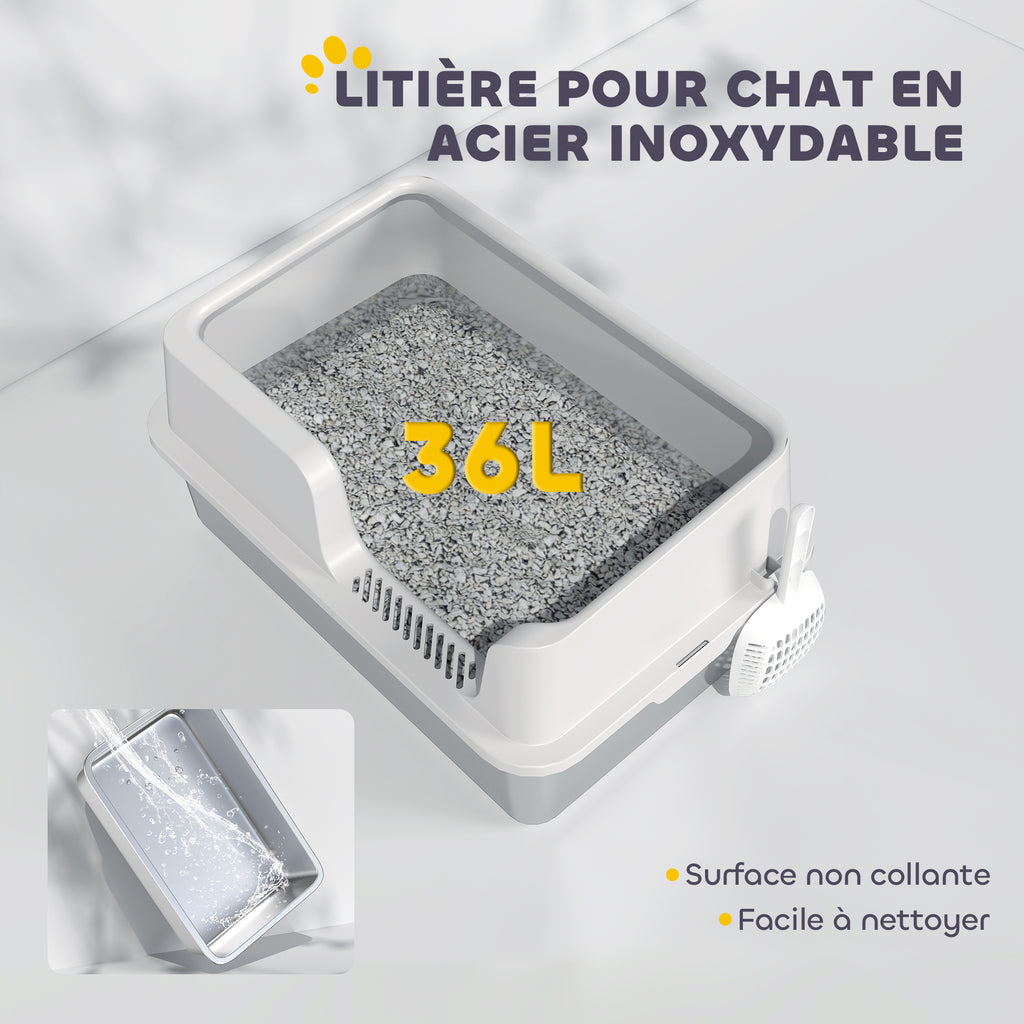 Litière pour Chat en Acier Inoxydable