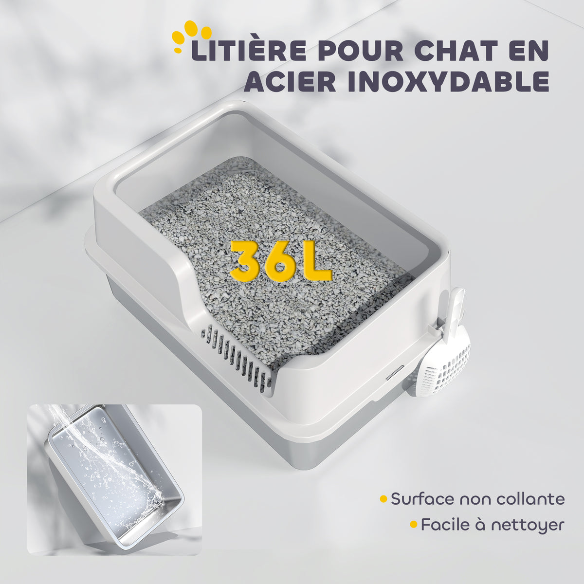 Litière pour Chat en Acier Inoxydable